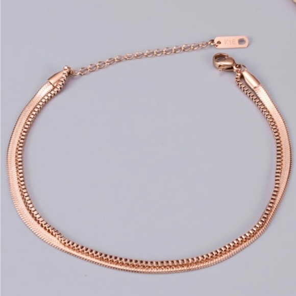 ✨Clara 18K Rose Gold Titanium Steel Snake Anklet Bracelet 3mm - Picture 8 of 10